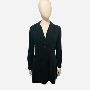 Vintage 90s Hot Papaya Black Long Skinny One Button Blazer Size Large